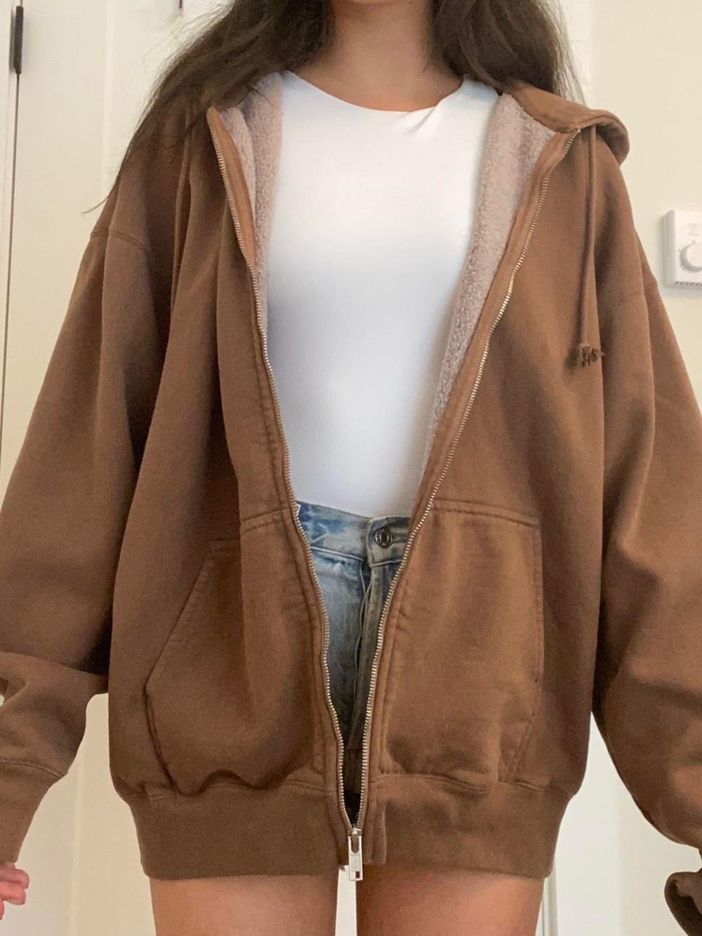 Brandy Melville Brown Zip-Up Hoodie